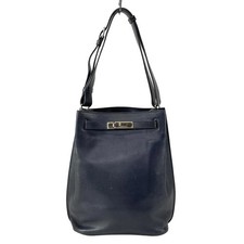 Auth HERMES So Kelly 22 Blue Indigo Veau Swift Square L Shoulder Bag