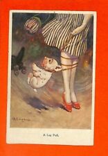 HUMOR / POSTCARD / A LEG SWEATER / DOG ON A LEASH