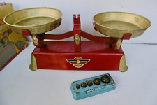 JOUET ANCIEN : GRANDE BALANCE COMPLET AVEC POIDS ET BOITE D'ORIGINE - VINTAGE