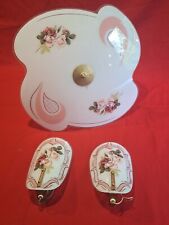 Antique pendant chandelier + 2 PINK PATTERN SCONCES?art deco 50.60's VINTAGE 