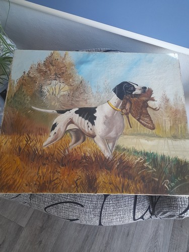 Huile sur toile chasse - huile,