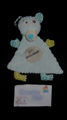 Doudou plat ours polaire bleu - doudou,