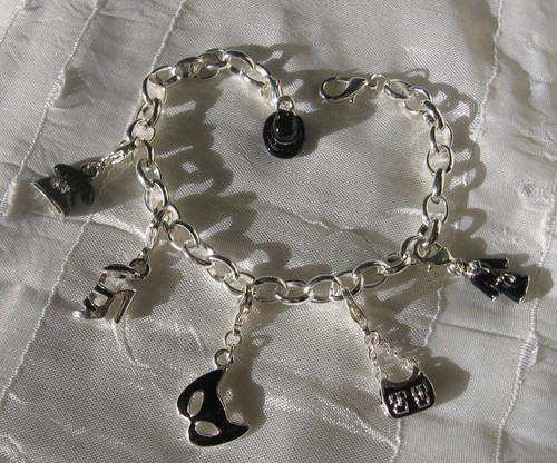 Bracelet argente noir - argente, charms