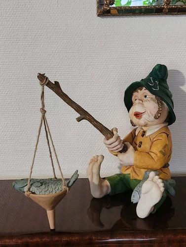 Figurine lutin pêcheur - lutin,