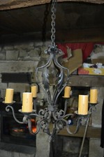 Lustre en Fer Forgé Style Louis XV 6 Feux Diamètre: 55cm