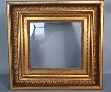 Cadre à clés +verre vers 1830, 40,5x38 cm feuillure 25x23 cm bois stuc doré C689