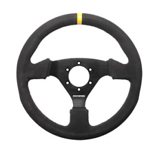 Motamec Race Rally Steering Wheel Flat Spoke 320mm Black Suede Black Spoke Spoke