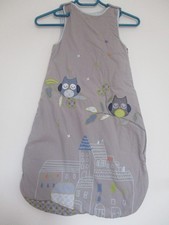 GIGOTEUSE VERTBAUDET 6-18 MOIS GRISE MOTIF CHOUETTES SANS MANCHES EXCELLENT ETAT