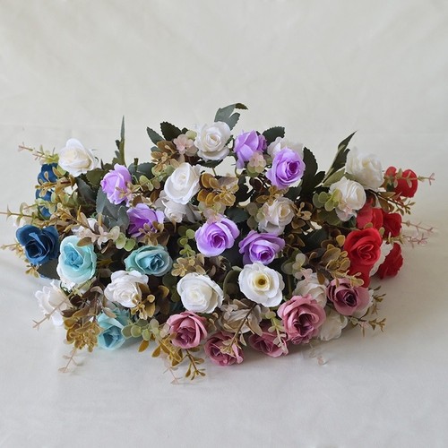 Bouquet roses soie 12 - de, en