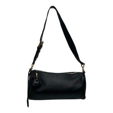 PRADA Shoulder Bag Black Gold Hardware Leather Padlock Clochette
