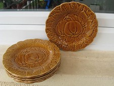 6 ASSIETTES DESSERT SARREGUEMINES FRESA BRUN Décor POMME 19,3 cm