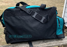 SeaDoo Duffel Travel Gear Bag Jet Ski PWC Aqua Green Black Duffle Vtg Watercraft