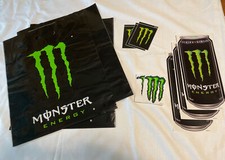 Monster Energy Drink SWAG BAG (3) With Decals￼ (3), ￼Small (3) & Lg Stickers (3)