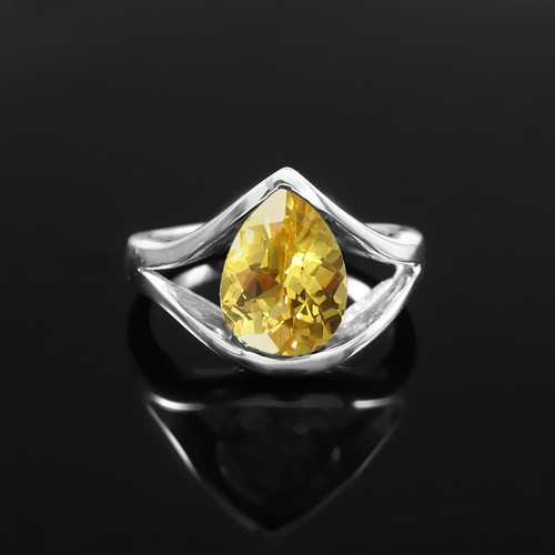Bague saphir jaune naturel - jaune,