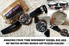NEW/NWT 4 TIME ZONE BAMF MACHINUS DIESEL DZ7379 WATCH + SUNGLASSES + BRACELETS