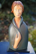 MO09 FIGURINE STATUETTE BUSTE FEMME YEUX BLEUS  MUSEE  MODIGLIANI PARASTONE 
