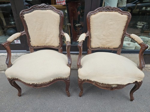 Paire fauteuils louis xv - paire,