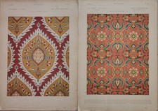 3 GRANDES LITHOGRAPHIES ART ORIENTAL, ART PERSAN, TISSU, TAPISSERIE - 1879