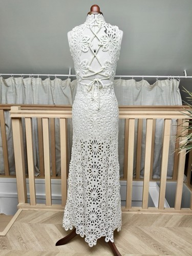 Robe longue écru dentelle