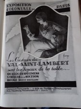 cristaux VAL SAINT LAMBERT + PARKER + BVR publicité papier  ILLUSTRATION 1931