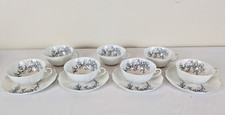 Antique Giraud & Brousseau Limoges Adnet Black Coral Coffee Cups and Saucers