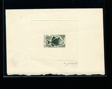 Somali Coast 1959 Fish Scott 281 Rare Signed Sunken Die Artist Proof in Green