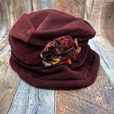 Shani Velvet Cloche Hat Burgundy Red Floral Detail Vintage Style Women