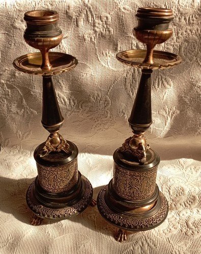 Paire bougeoirs tripode - de,
