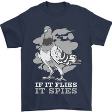 If it Flies it Spies Conspiracy Pigeon Mens T-Shirt 100% Cotton