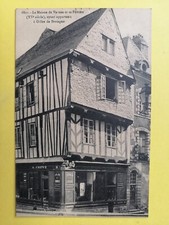 Old postcard Quimper old half-timbered house trade IRON BED and SOMMIERS A. CHEVÉ