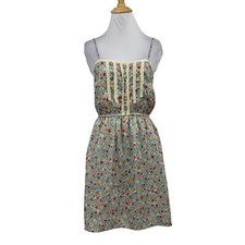 Lush Dress Womens M Medium Multi Floral Lined Lace Design Thin Straps Lined Mini