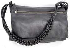 Hedgren Inner City Brown Leather Large Hobo Bag Woven Handle Flap Handbag Purse