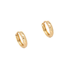 Boucles d'Oreilles - Femme - Créoles - Ciselées - Plaqué Or Jaune 750 - 14 mm