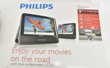 Philips 9"x2 Portable DVD Players Wide screen #PD9012 In Box (6680K) fast ship