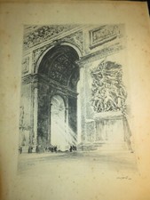 Georges GOBO GRANDE EAU FORTE SIGNEE ARC TRIOMPHE PARIS SOLDAT INCONNU 1920