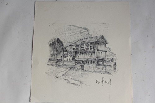Dessin original chalets alpes - dessin,