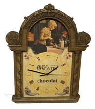 Antique CHOCOLATE VAN HOUTEN Advertising PENDULUM Wall Clock