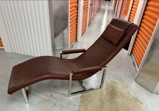 Vintage Ralph Lauren Leather & Chrome Lounge Chair Chaise - 1990’s - 2000’s