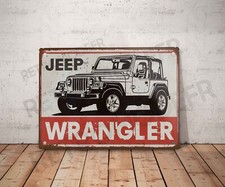 Plaque métal vintage Jeep Wrangler Enseigne Garage Décoration atelier Déco 4x4