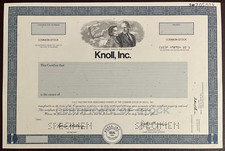 KNOLL, INC. Specimen Stock Certificate - OFFICE FURNITURE - Florence & Hans