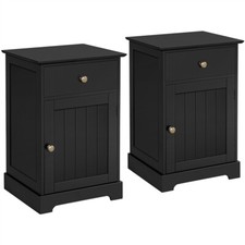 Lot de 2 Table de Chevet Table de Nuit en bois avec Tiroir Porte Battante 