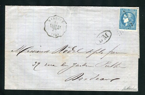 Rare lettre margaux pour - de,