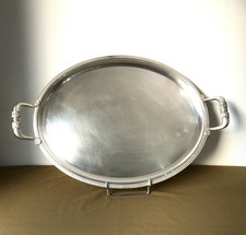 grand plateau de service ovale CHRISTOFLE modèle MALMAISON métal argenté Empire