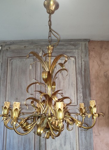 Lustre floral metal doré - floral,