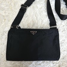 PRADA Shoulder Bag Sacoche Nylon Leather Crossbody From Japan