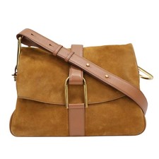 DELVAUX Givry Santiag Ecorce Shoulder Bag Suede Brown