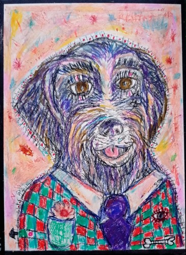 Dessin original chien chasse - dessin,