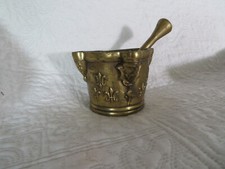 Rare Bronze Pharmacy Mortar with Pestle Lily Flowers