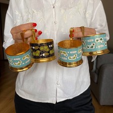 Set of 4 glass holders USSR - partitioned enamel