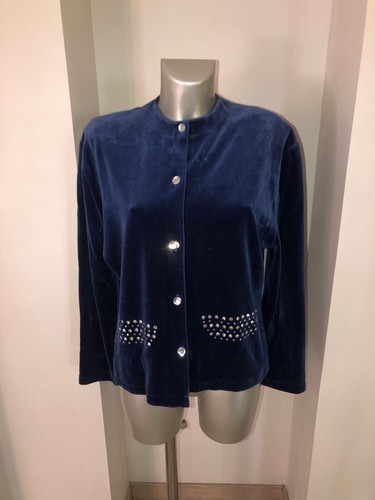 Gilet vintage velours bleu - gilet,